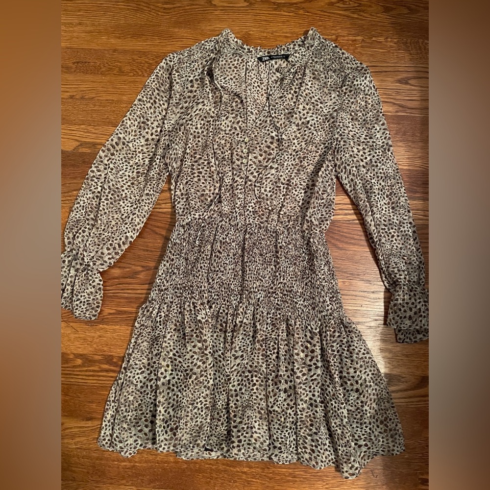 Zara leopard print long sleeve dress